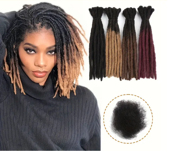 Extensions dreadlocks naturelles en cheveux humains 100% – 25cm / 30cm