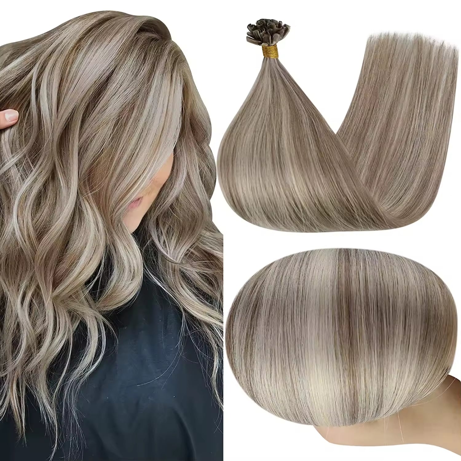 Extensions kératine cheveux naturels – Blond cendré P8/60