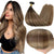 Extensions kératine cheveux naturels – Balayage châtain doré 2/3/27